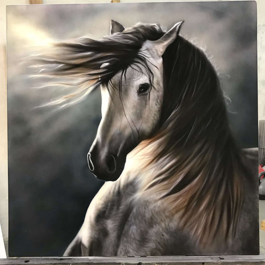 Портрет лошади - картина аэрографом